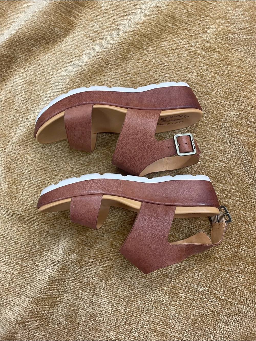 Kork-Ease Women’s Brown Leather size 8, platform Slingback Sandals - Picture 3 of 8